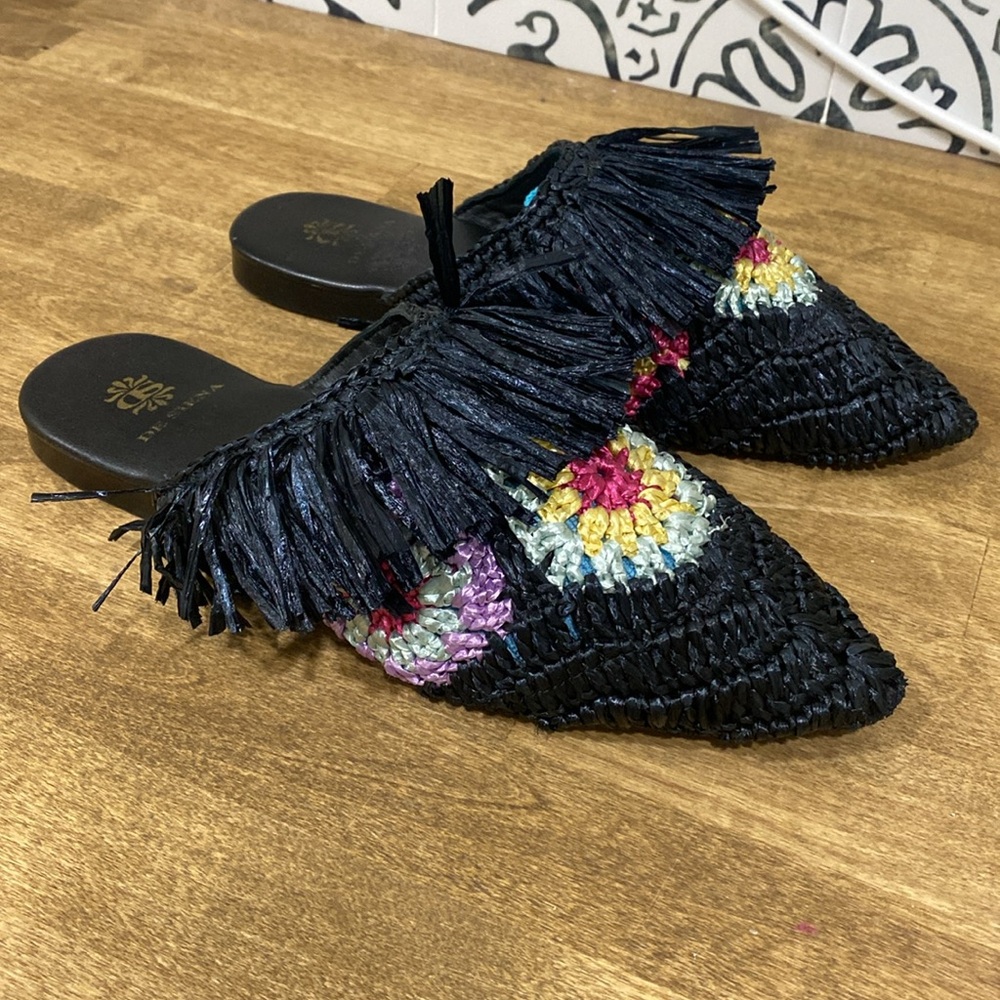 De Siena Mule Clogs Natural Raffia Anthropologie - Picture 2 of 12